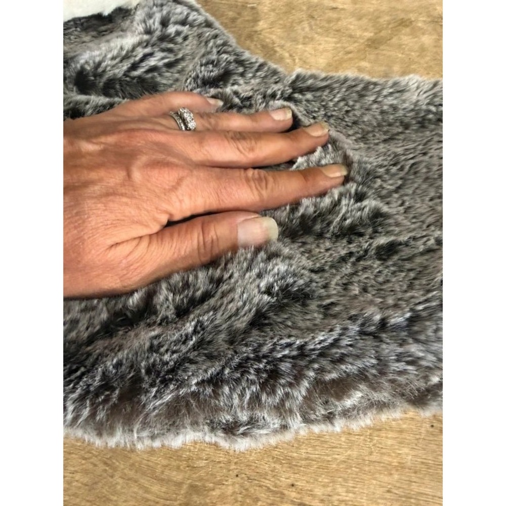 Faux Fur Christmas Stocking Grey Pom Pom - Picture 5 of 5